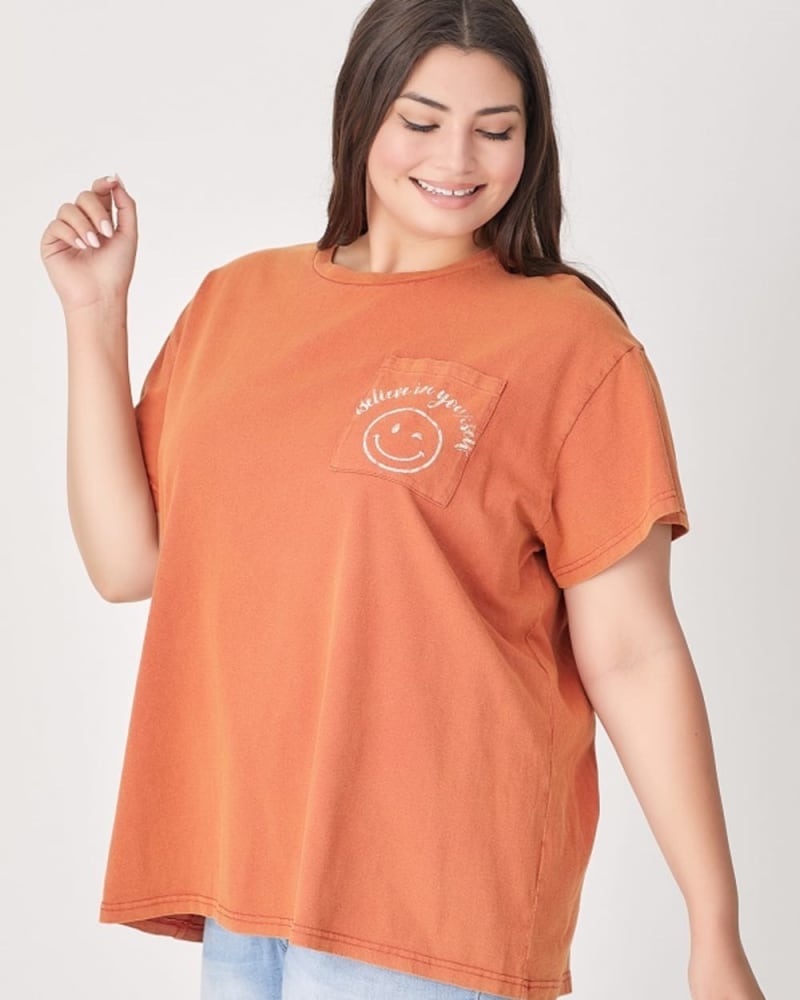 Graphic orange tee on sale